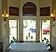 Master bathroom tub with arched transom windows